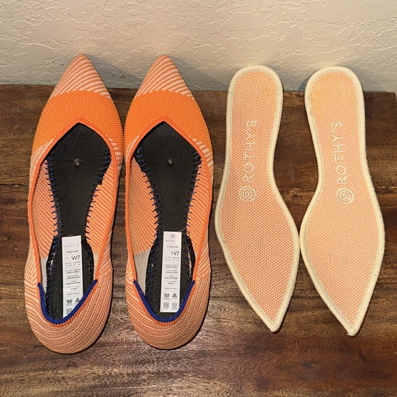 Rothy’s Orange Sherbet The Points Flats Shoes 7 - Picture 9 of 10